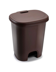 Tradineur - Cubo de basura con pedal - Fabricado en Plástico - Capacidad de 27 Litros - 45 x 38 x 32 cm - Color Wengue.