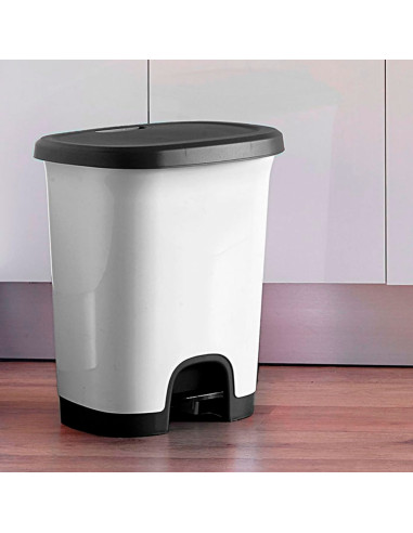 Tradineur - Cubo de basura con pedal - Fabricado en Plástico - Capacidad de 27 Litros - 45 x 38 x 32 cm - Color Wengue.