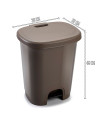 Tradineur - Cubo de basura con pedal - Fabricado en Plástico - Capacidad de 27 Litros - 45 x 38 x 32 cm - Color Marrón Topo.