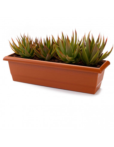 Tradineur - Jardinera Modelo Terracota - PLFT - Fabricado en Plástico - Macetero apto para Exterior e Interior del hogar - 60 cm