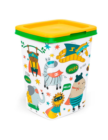 Tradineur - Papelera con diseños Infantiles con tapa - Fabricado en Plástico - Capacidad de 15 Litros - 47 x 28,7 x 26 cm - Dise
