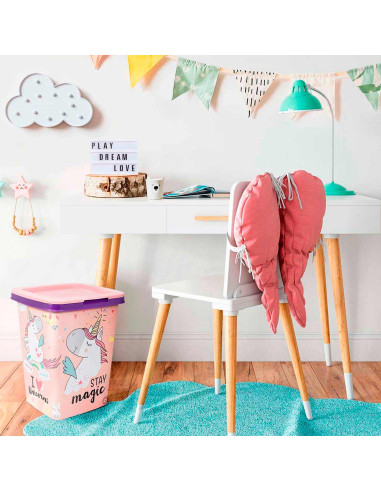 Tradineur - Papelera con diseños Infantiles con tapa - Fabricado en Plástico - Capacidad de 15 Litros - 47 x 28,7 x 26 cm - Dise