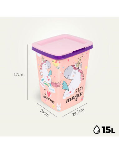 Tradineur - Papelera con diseños Infantiles con tapa - Fabricado en Plástico - Capacidad de 15 Litros - 47 x 28,7 x 26 cm - Dise