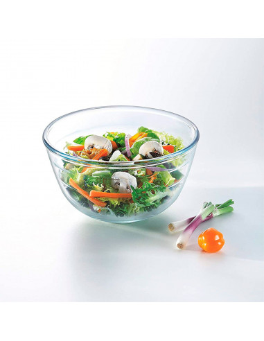 Tradineur - Bol de mezclas de vidrio de borosilicato, extra resistente, cuenco multiusos, cocina, apto para horno y lavavajillas