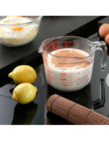 Tradineur - Bol de mezclas de vidrio de borosilicato, extra resistente, cuenco multiusos, cocina, apto para horno y lavavajillas