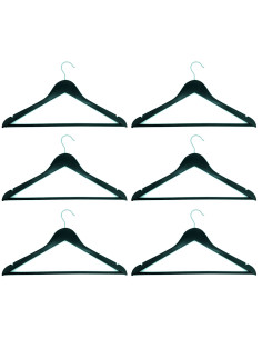 Tradineur - Pack de 2 juegos de 3 Perchas de armario - Fabricado en Madera - Ideal para el Almacenamiento y Organización - 23 x
