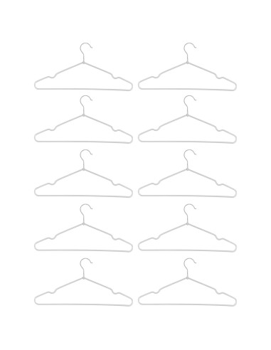 Tradineur - Pack de 2 juegos de 5 Perchas metálicas forrado en plástico de armario - Ideal para el Almacenamiento y Organización