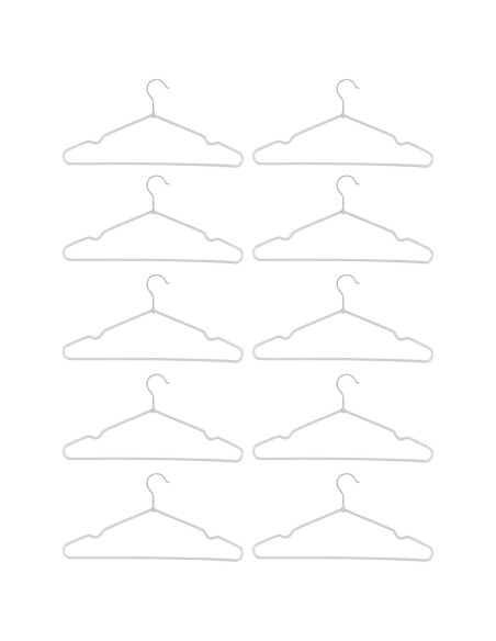 Tradineur - Pack de 2 juegos de 5 Perchas metálicas forrado en plástico de armario - Ideal para el Almacenamiento y Organización