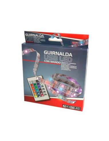 Gerimport - Guirnalda de 2 metros, con 60 leds con modelo de colores rgb, con conexión usb y mando a distancia. Cinta luminosa p