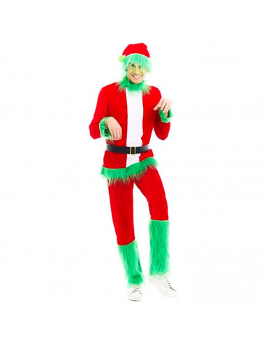 Tradineur - Disfraz de duende verde gruñón para adulto, poliéster, incluye camiseta, pantalón, cinturón y gorro, atuendo de Navi