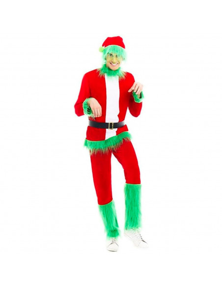 Tradineur - Disfraz de duende verde gruñón para adulto, poliéster, incluye camiseta, pantalón, cinturón y gorro, atuendo de Navi