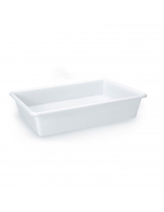 Bandeja rectangular hostelería 6 litros apto para lavavajillas color blanco 38 x 10 x 25 cm (ancho x alto x profundo)