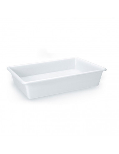 Bandeja rectangular hostelería 6 litros apto para lavavajillas color blanco 38 x 10 x 25 cm (ancho x alto x profundo)