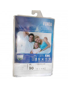 Rams - Funda de colchón color blanco con cremallera 90 x 190 cm fabricado con algodon y poliester, protector funda de colchón