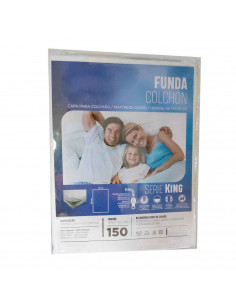 Rams - Protector de colchón  de color blanco con cremallera para colchones de 150 cm x 190 cm lavable a maquina. Funda para cama