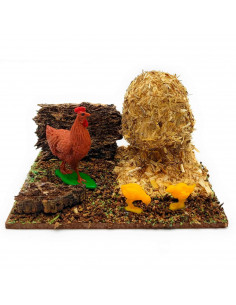 Tradineur - Pajar y animales para Belén, resina, figuras, nacimiento, pesebre, Navidad, decoración tradicional - 7 x 7,5 x 10,5