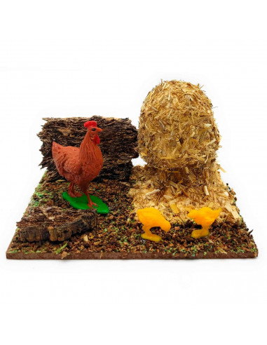 Tradineur - Pajar y animales para Belén, resina, figuras, nacimiento, pesebre, Navidad, decoración tradicional - 7 x 7,5 x 10,5