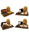 Tradineur - Pajar y animales para Belén, resina, figuras, nacimiento, pesebre, Navidad, decoración tradicional - 7 x 7,5 x 10,5