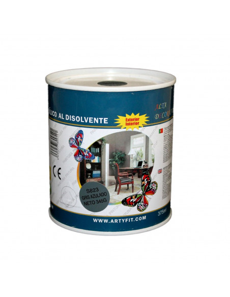 Paintusa - Bote de pintura esmalte gris azulado S823, 375 ml, ideal para interior y exterior, 9.5 x 8.5 x 8.5 cm