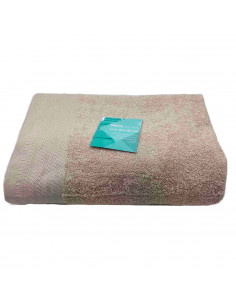 Rams - Toalla de baño realizada 100% algodón, de color beige, de 65x130 cm con bonito diseño en su lateral. Toalla de ducha, par
