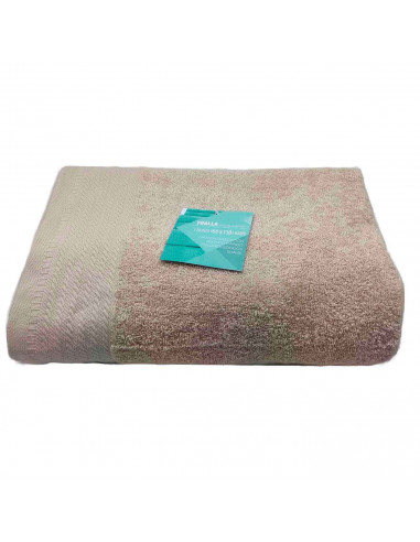 Rams - Toalla de baño realizada 100% algodón, de color beige, de 65x130 cm con bonito diseño en su lateral. Toalla de ducha, par