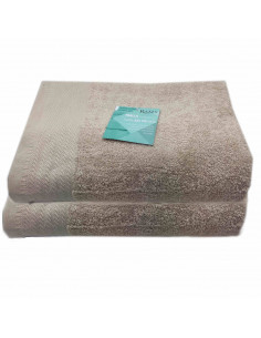 Rams - Pack de 2 toallas de baño realizadas 100% algodón, de color beige, de 50x100 cm con bonito diseño en su lateral. Toallas