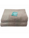 Rams - Pack de 2 toallas de baño realizadas 100% algodón, de color beige, de 50x100 cm con bonito diseño en su lateral. Toallas