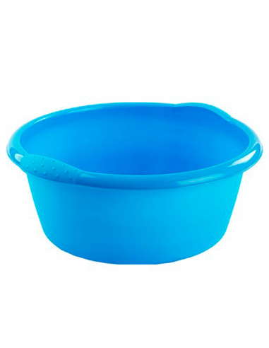 Barreño con asas redondo de plástico, cubo multiusos, recipiente, limpieza, ligero y resistente, labores del hogar, 10 litros, 3
