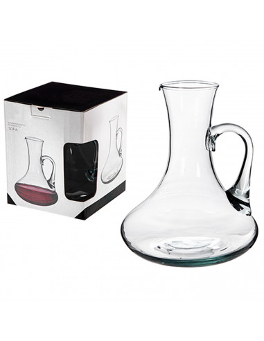 Tradineur - Decantador de vino recto con asa, vidrio, modelo Sofía, dispensador, jarra, oxigenador, aireador para vino tinto o b