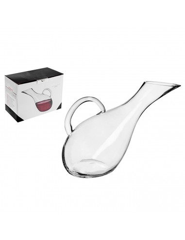 Tradineur - Decantador de vino con asa, vidrio, modelo Luna, dispensador, jarra, oxigenador, aireador para vino tinto o blanco,