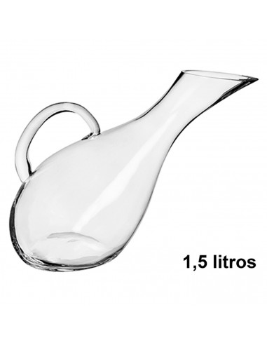 Tradineur - Decantador de vino con asa, vidrio, modelo Luna, dispensador, jarra, oxigenador, aireador para vino tinto o blanco,