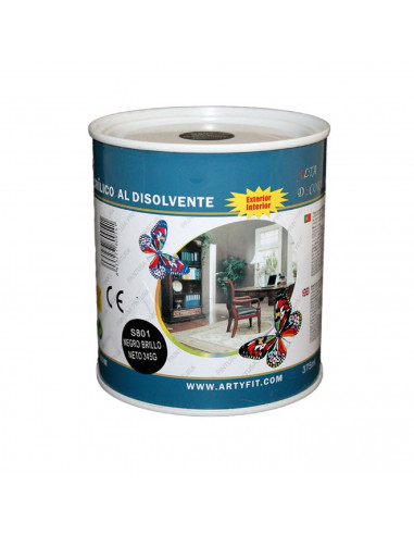 Paintusa - Bote de pintura esmalte negro brillo S811 375 ml válido para interior y exterior