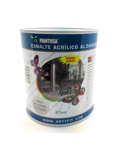 Paintusa - Bote de pintura esmalte color aluminio S827 375 ml válido para interior y exterior