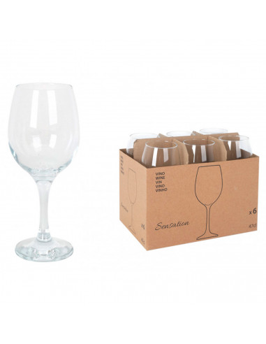 Tradineur - Set de 6 copas de cristal, modelo Sensation, servir vino, champán, elegantes, aptas para lavavajillas (47 cl - 21 x