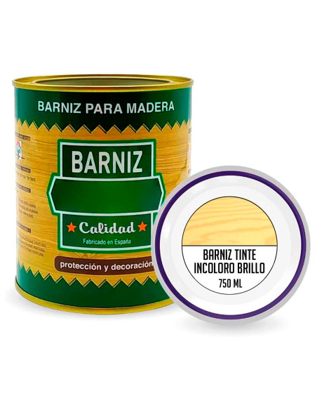 Tradineur - Bote de Barniz para Madera - Fabricado en España - Ideal para todo tipo de Maderas, vigas, cerchas, marcos, etc. - C