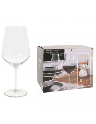 Tradineur - Set de 6 copas de cristal, modelo Aristo, servir vino, champán, elegantes, aptas para lavavajillas (53 cl - 21,5 x 9