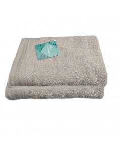 Rams - Pack de 2 toallas de baño realizadas 100% algodón, de color gris, de 50x100 cm con bonito diseño en su lateral. Toallas d
