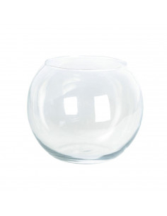 Tradineur - Pecera de vidrio redonda de 21 x 25 cm, especial para peces pequeños, con diseño bonito y elegante. Recipiente de cr