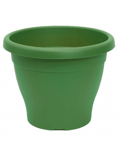 Tradineur - Maceta de plástico tipo "mediterránea", de color verde, y con 20,3 cm de diámetro y 15,7 cm de alto, ideal tanto par