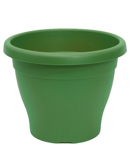 Tradineur - Maceta de plástico tipo "mediterránea", de color verde, y con 34 cm de diámetro y 28,5 cm de alto, ideal tanto para Tradineur - Maceta de plástico tipo "mediterránea", de color verde, y con 34 cm de diámetro y 28,5 cm de alto, ideal tanto para