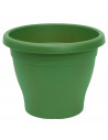 Tradineur - Maceta de plástico tipo "mediterránea", de color verde, y con 34 cm de diámetro y 28,5 cm de alto, ideal tanto para
