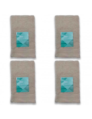 Rams - Pack de 4 toallas de bidé realizadas 100% algodón, de color beige, de 30 x 50 cm con bonito diseño en su lateral. Toallas