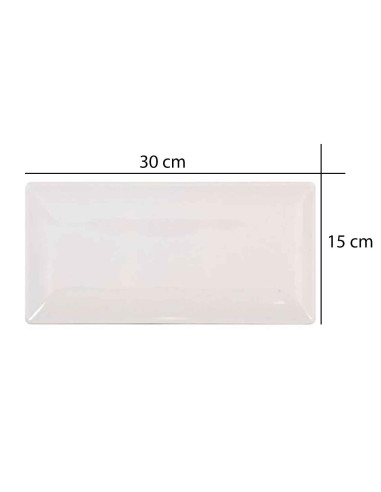Tradineur - Pack de 6 bandejas rectangulares de cerámica, elegantes, vajilla de cocina, aptas para lavavajillas (Color marfil -