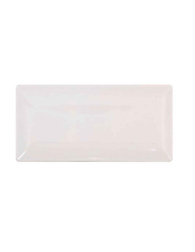 Tradineur - Pack de 6 bandejas rectangulares de cerámica, elegantes, vajilla de cocina, aptas para lavavajillas (Color marfil -