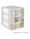 Tradineur - Cajonera de plástico, modelo Mapamundi, 3 cajones transparentes, torre almacenaje, juguetes, dormitorio infantil, ni
