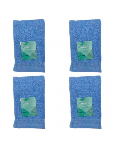 Rams - Pack de 4 toallas de bidé fabricada con algodón de calidad color azul celeste, 30 x 50 cm, toalla ducha suave al tacto rá