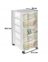 Tradineur - Cajonera de plástico con ruedas, modelo Mapamundi, 5 cajones transparentes, torre almacenaje, juguetes, dormitorio i