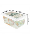 Tradineur - Caja de plástico con tapa y cierres laterales clip, cajón de almacenaje multiusos, ordenación, objetos, hogar, fabri