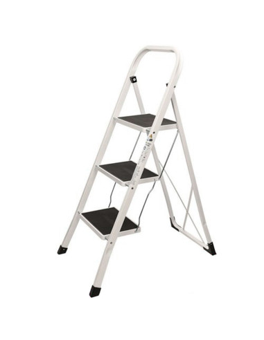 Tradineur - Escalera plegable metálica, 3 peldaños antideslizantes extra anchos y apoyabrazos, carga máx. 150 kg, multiusos, uso