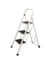 Tradineur - Escalera plegable metálica, 3 peldaños antideslizantes extra anchos y apoyabrazos, carga máx. 150 kg, multiusos, uso